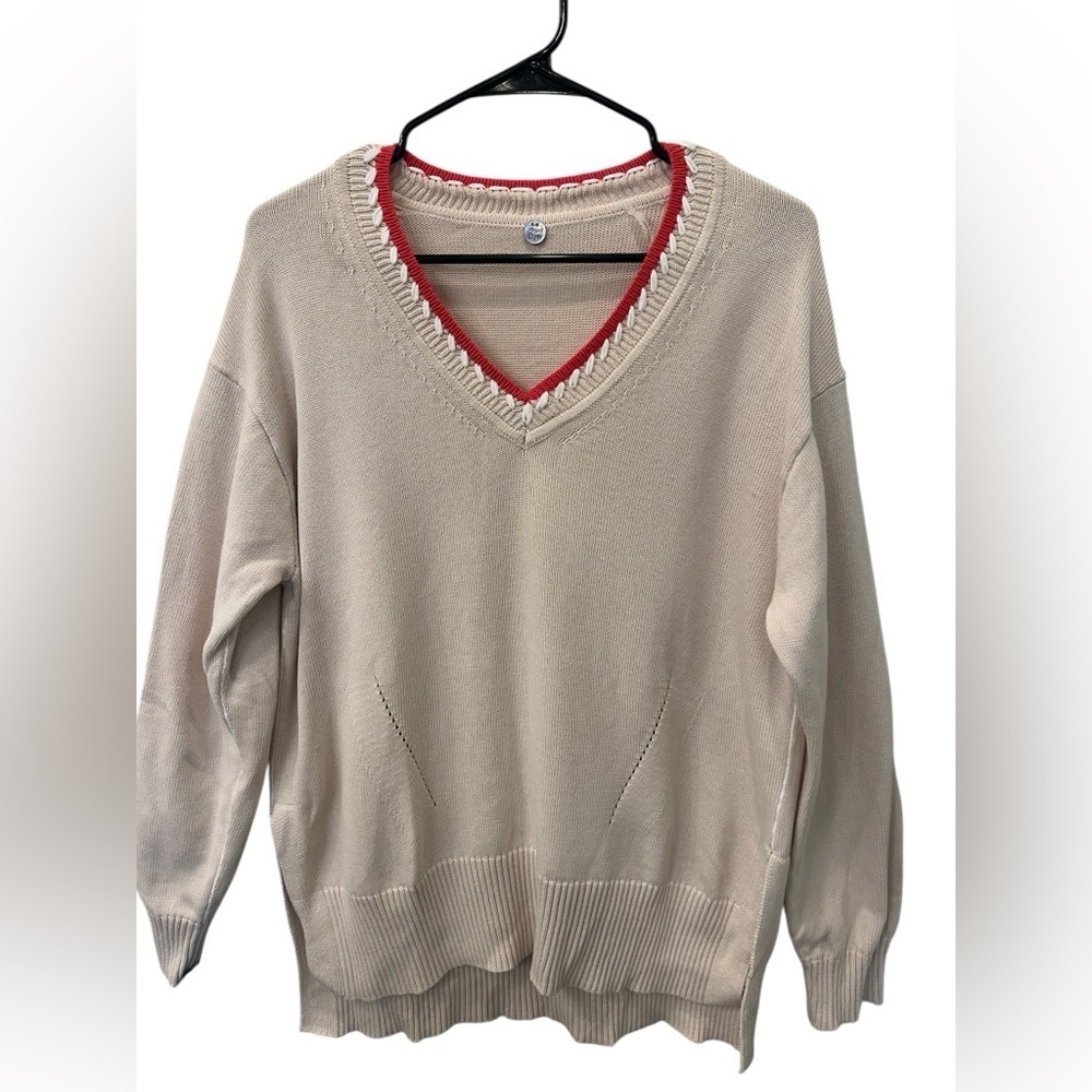 Margaret O'Leary Phoenix Oversized Organic Cotton V-Neck Sweater Size S